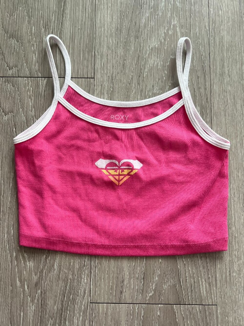 Roxy Pink Cropped Tank with White Trim